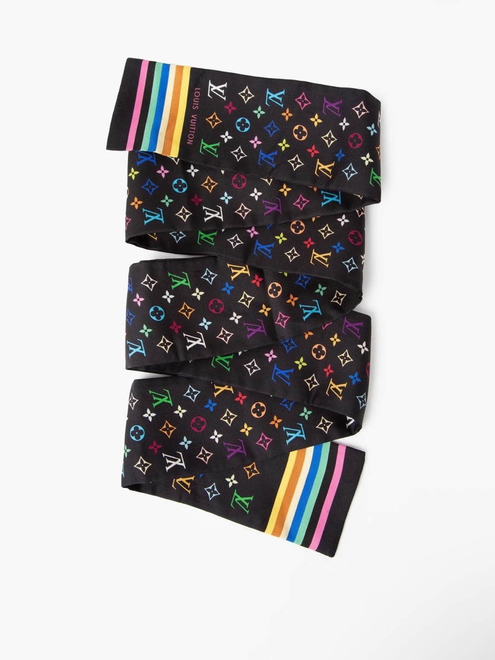 Louis Vuitton Takashi murakami  Monogram Silk Bandeau scarf retail $550
